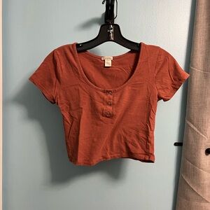 Bozzolo Orange Fitted Crop T-Shirt